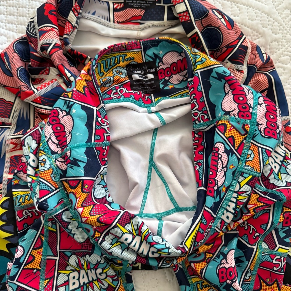 Constantly Varied Gear CVG Size Medium M Colorful Comic Print Leggings Trio - Picture 11 of 11